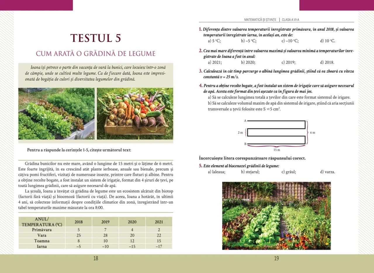 Evaluare nationala - teste transdisciplinare pentru pregatirea evaluarii nationale - clasa a VI-a - matematica si stiinte