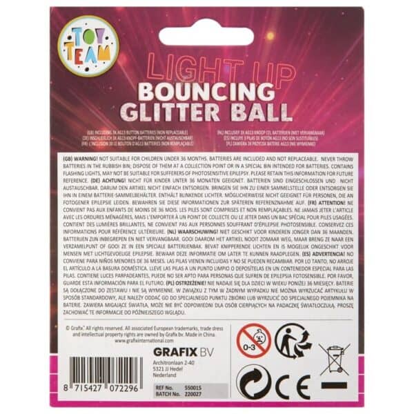 Light Up Bouncing Glitter Ball - Pink 2