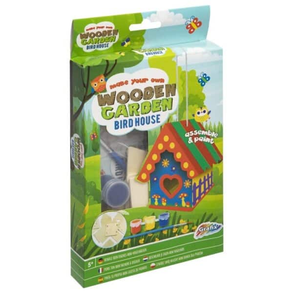 Mini Bird house WOOD - with 3 paints/brush 1
