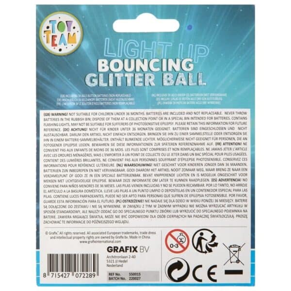 Light Up Bouncing Glitter Ball - Blue 2